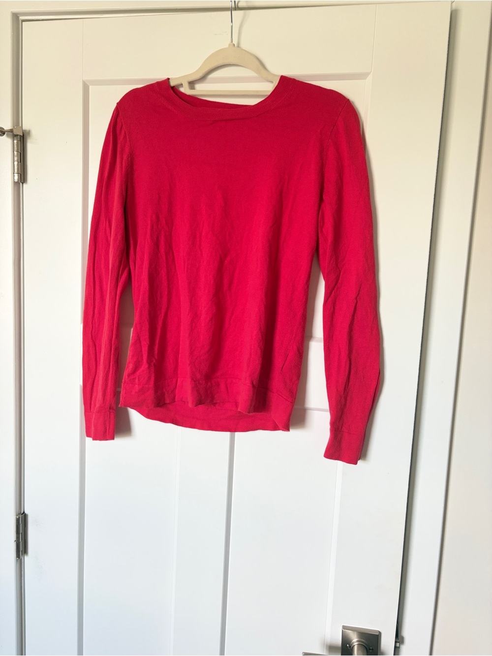 J.CREW Womens Bright Pink Lightweight Crewneck Top 100% Cotton